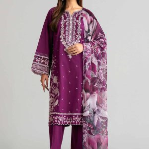3 Piece - Digital Printed Embroidered Suit - 42601545