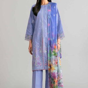 3 Piece - Digital Printed Embroidered Suit - 42601549