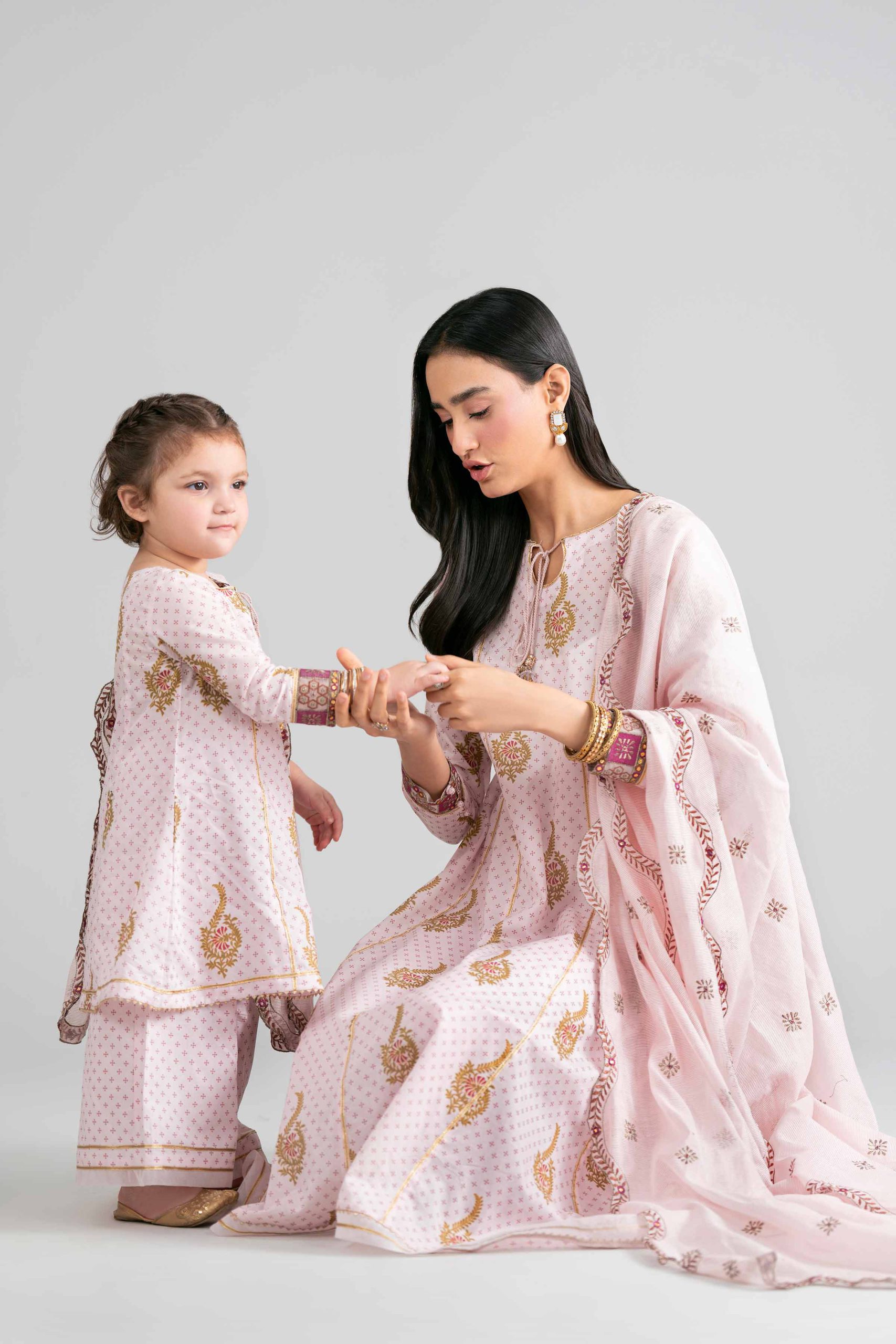 3 Piece - Printed Embroidered Suit - PMD26-44 D - 6-7 Yrs