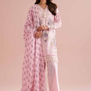 3 Piece - Printed Embroidered Suit - PE26-116 - L