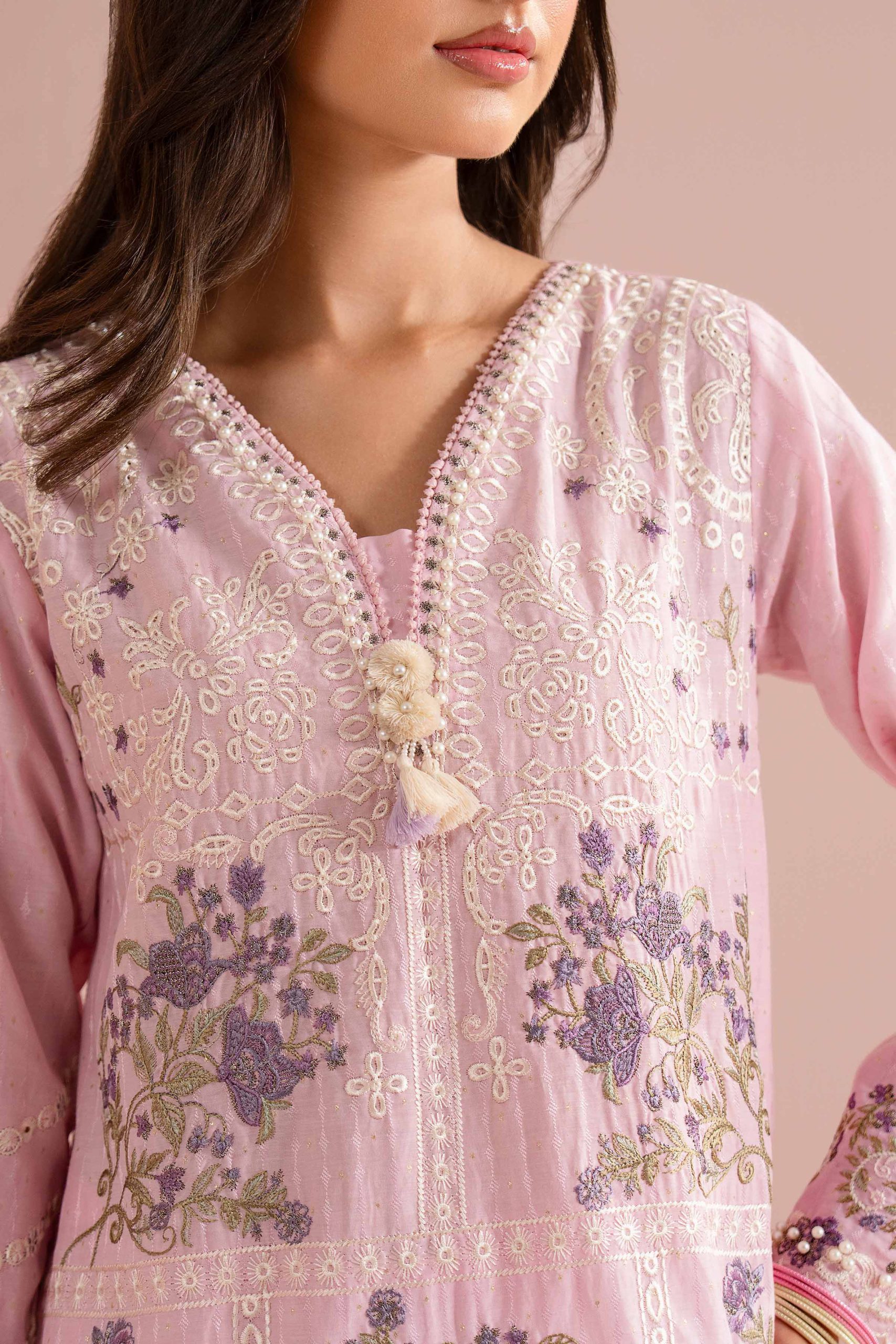 3 Piece - Printed Embroidered Suit - PE26-116 - L