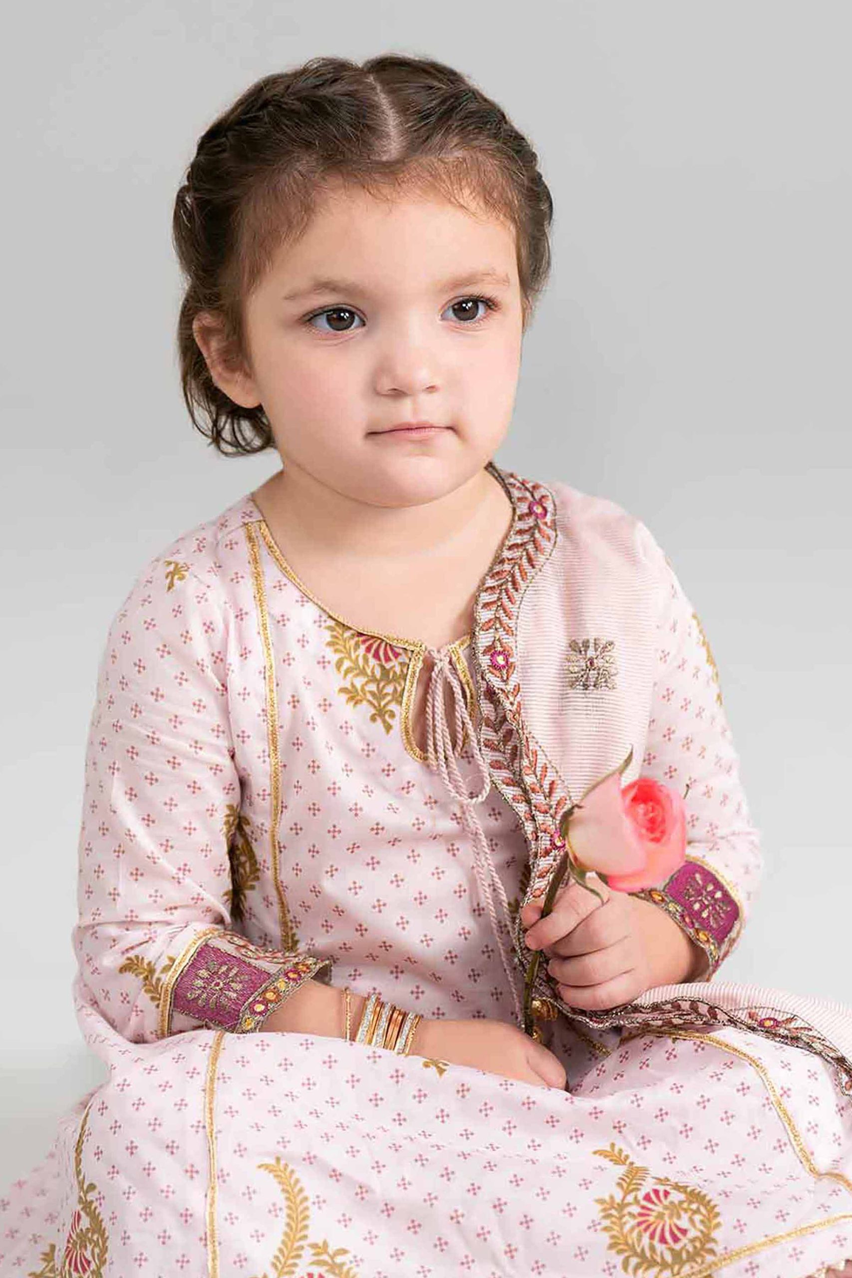 3 Piece - Printed Embroidered Suit - PMD26-44 D - 6-7 Yrs