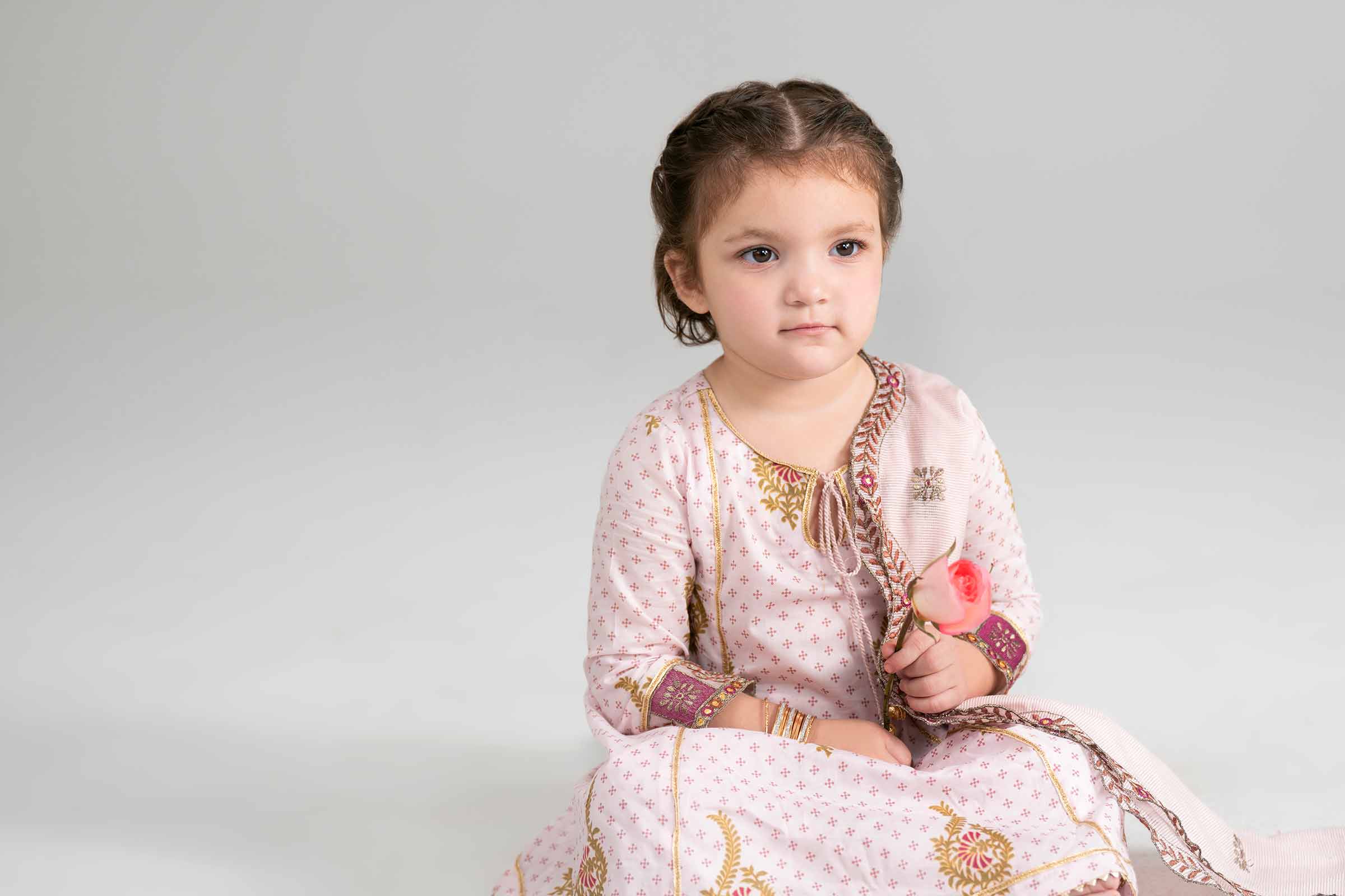 3 Piece - Printed Embroidered Suit - PMD26-44 D - 6-7 Yrs