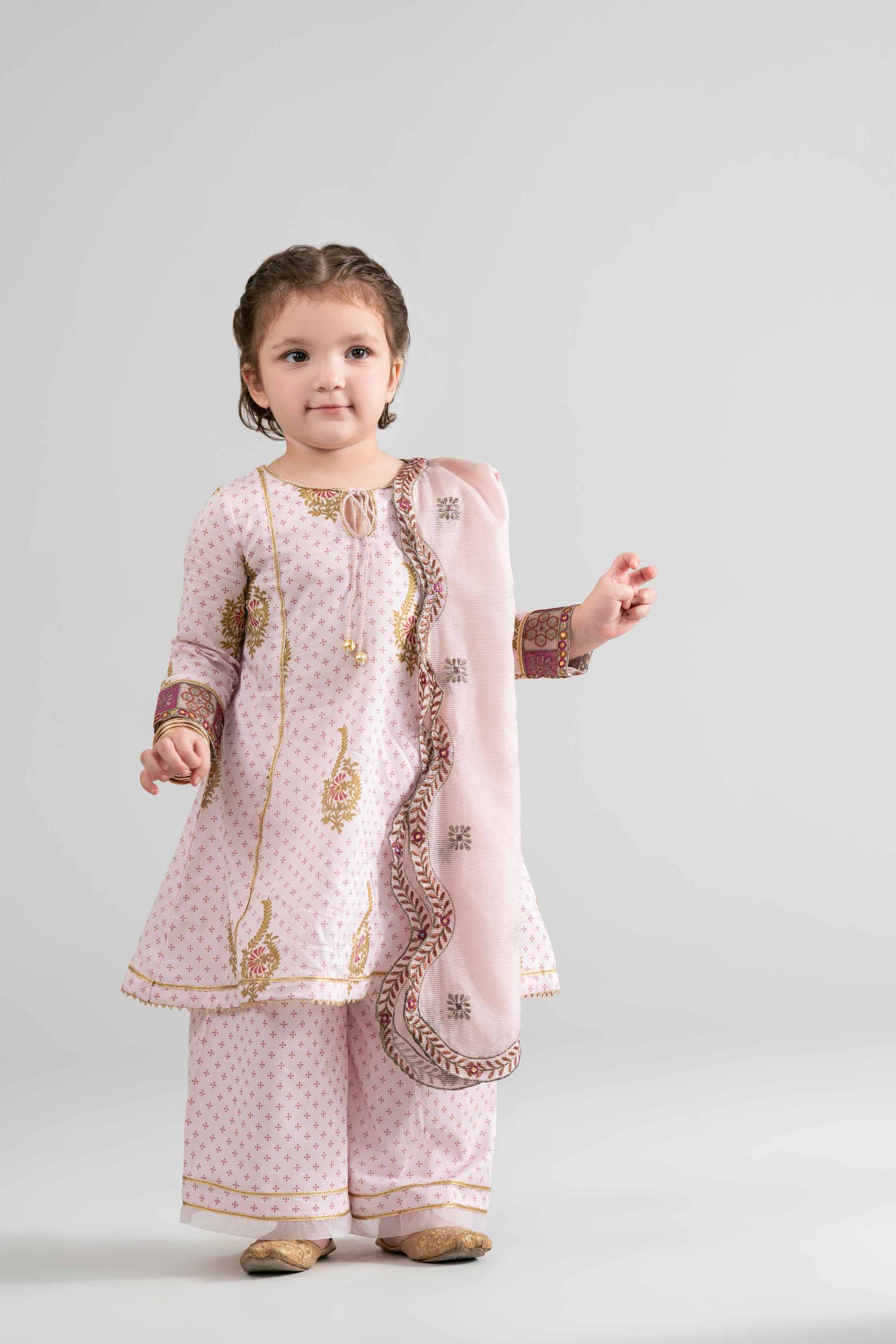 3 Piece - Printed Embroidered Suit - PMD26-44 D - 6-7 Yrs