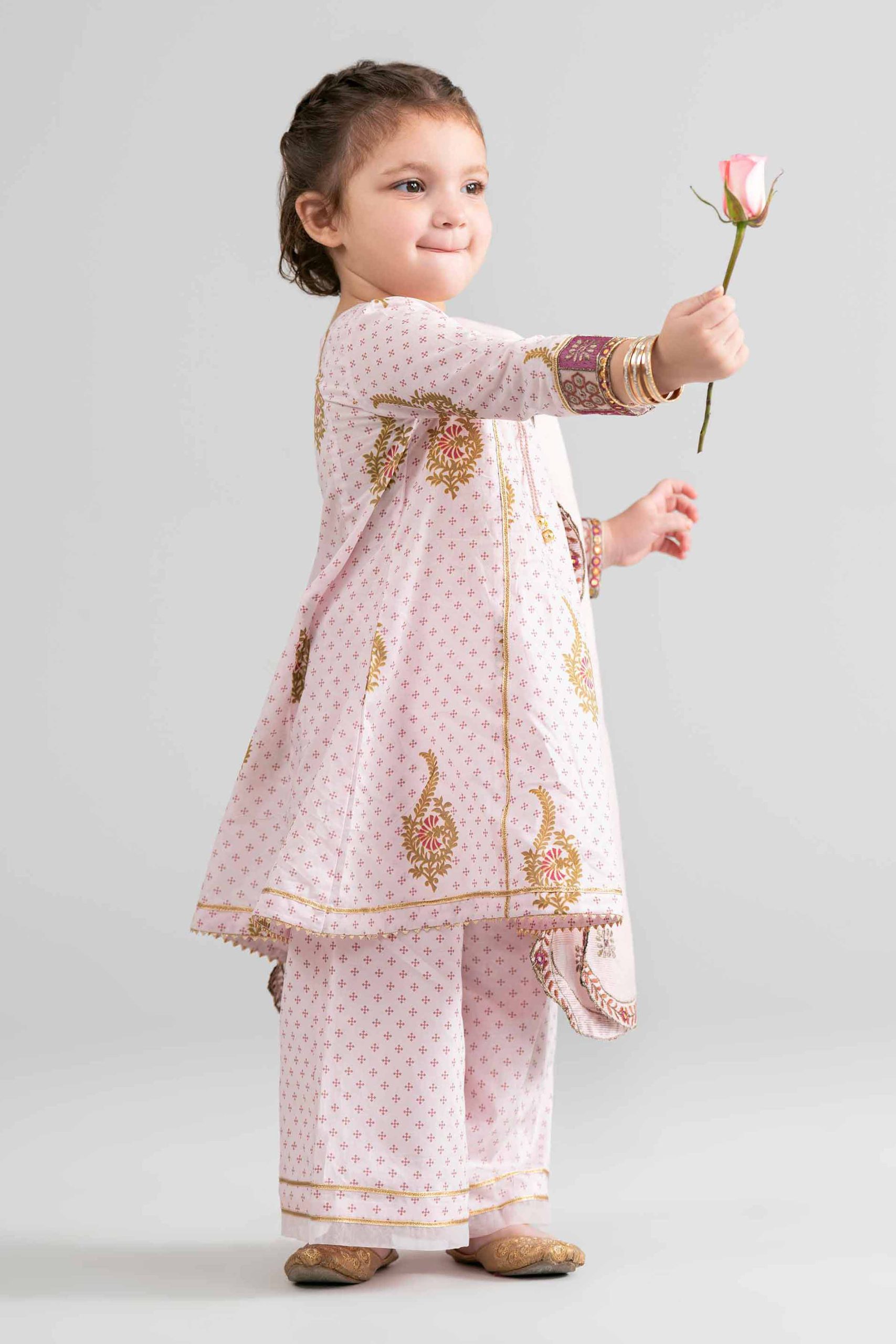 3 Piece - Printed Embroidered Suit - PMD26-44 D - 6-7 Yrs
