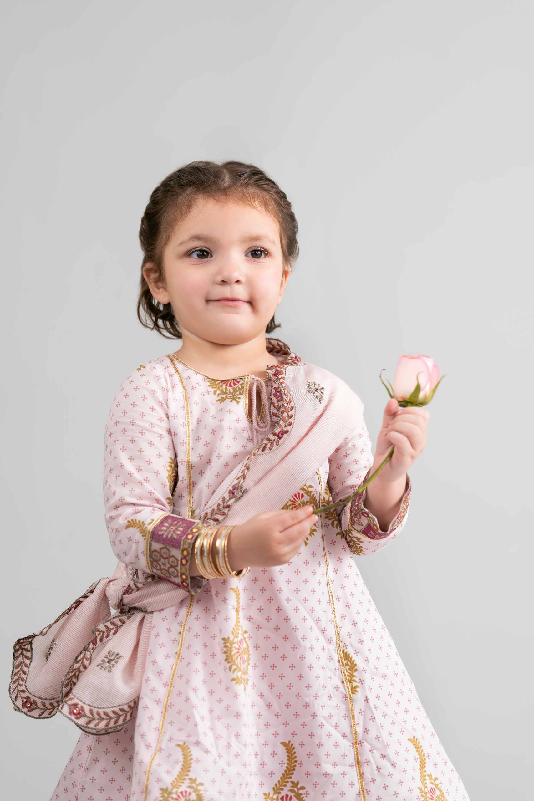 3 Piece - Printed Embroidered Suit - PMD26-44 D - 6-7 Yrs