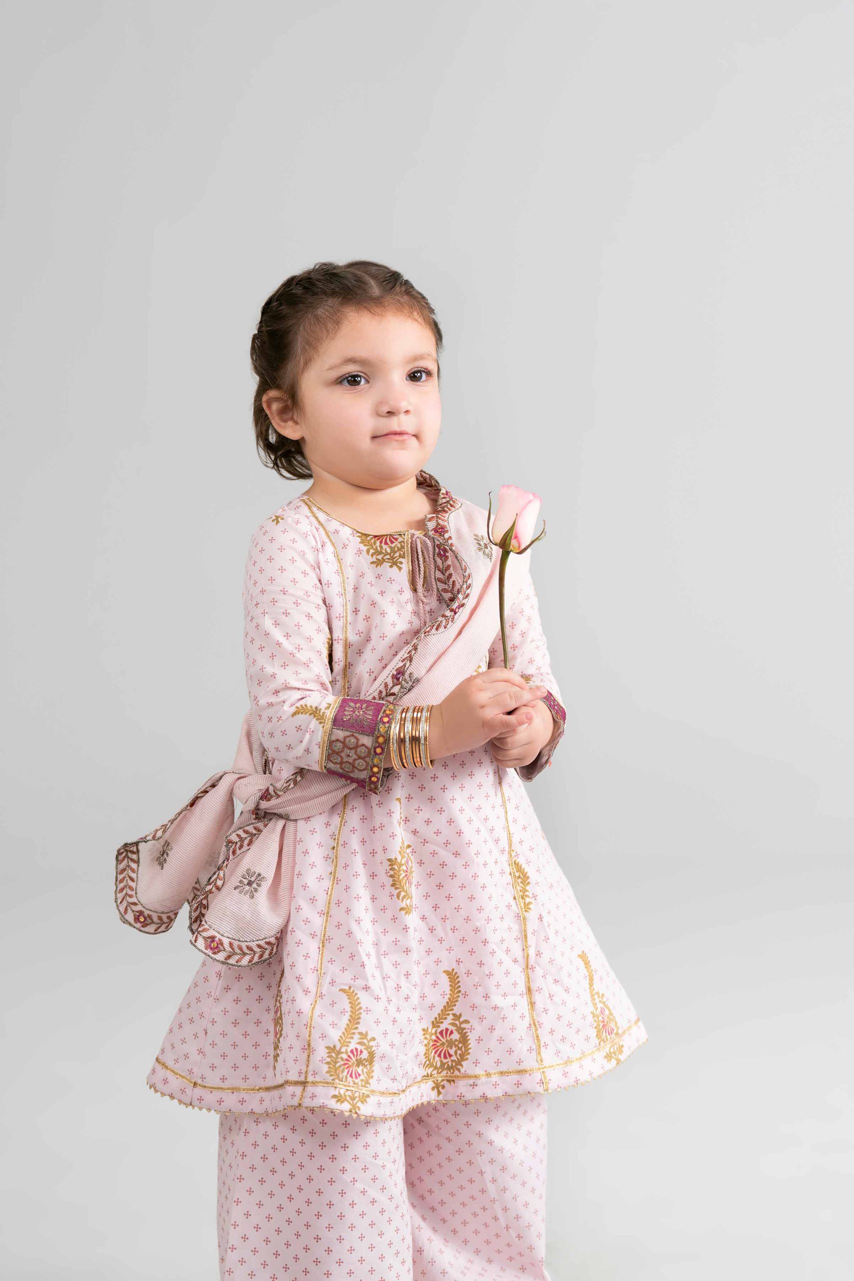 3 Piece - Printed Embroidered Suit - PMD26-44 D - 6-7 Yrs