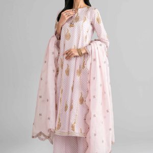 3 Piece - Printed Embroidered Suit - PMD26-44 M - M