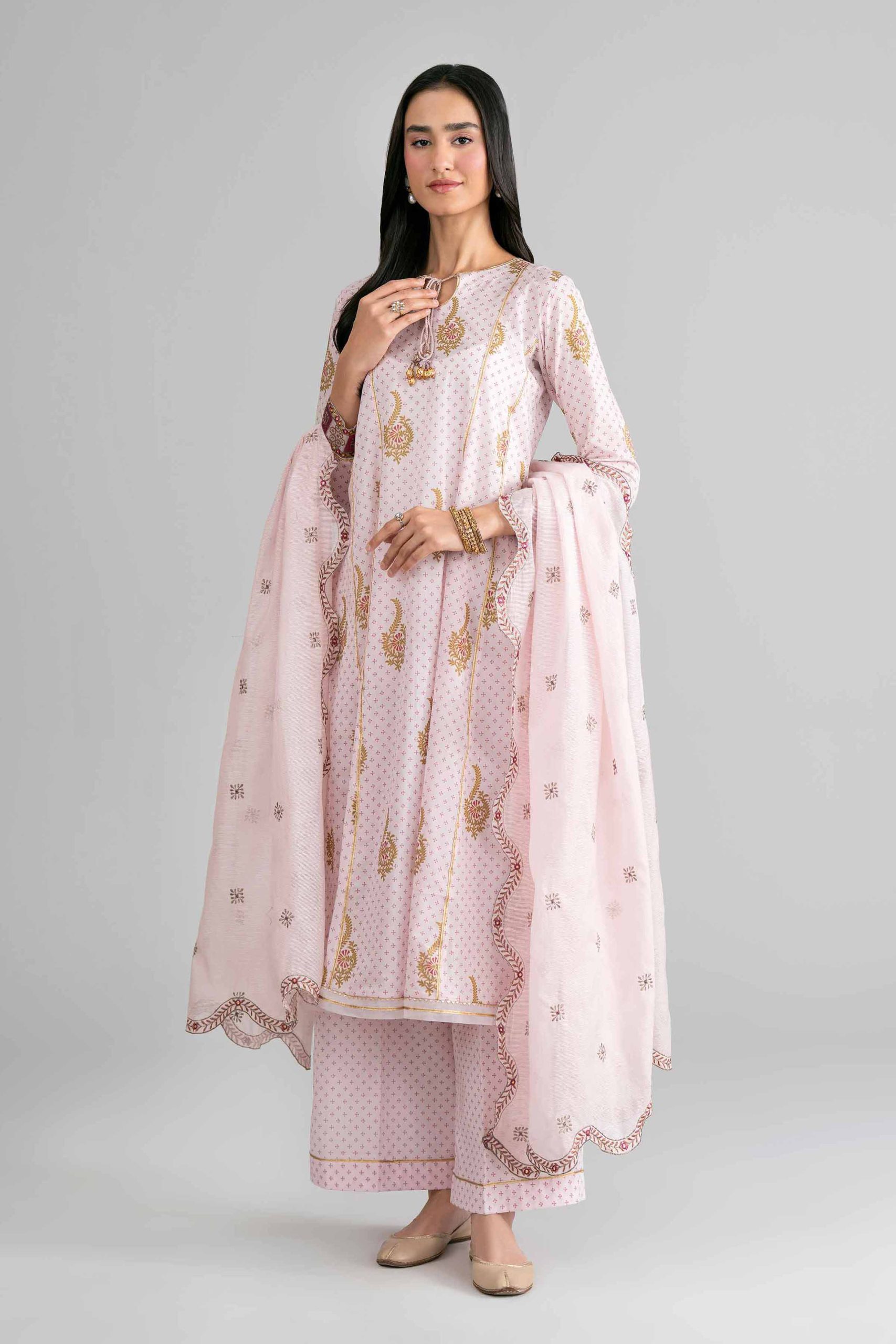 3 Piece - Printed Embroidered Suit - PMD26-44 M - M