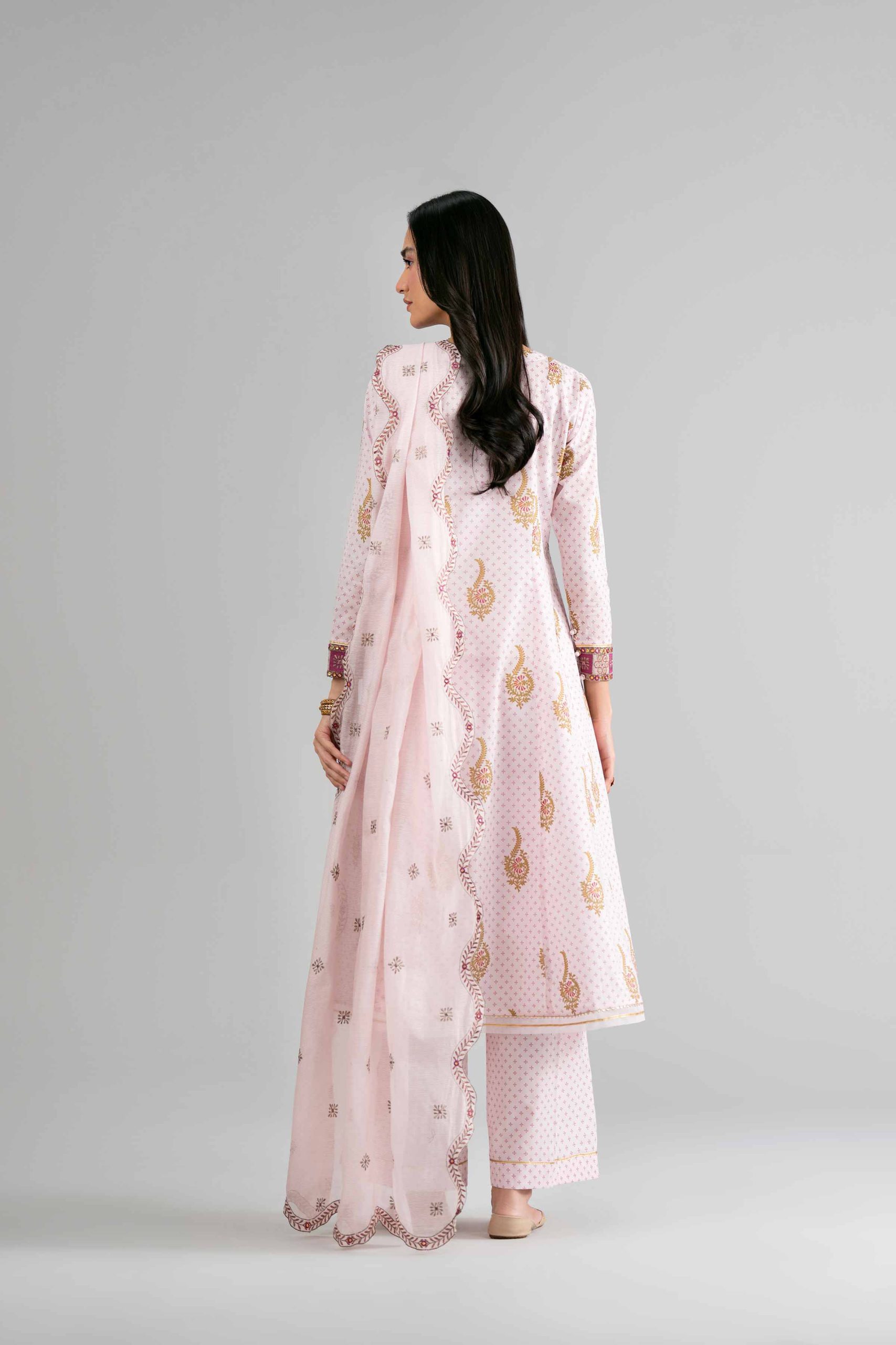 3 Piece - Printed Embroidered Suit - PMD26-44 M - M