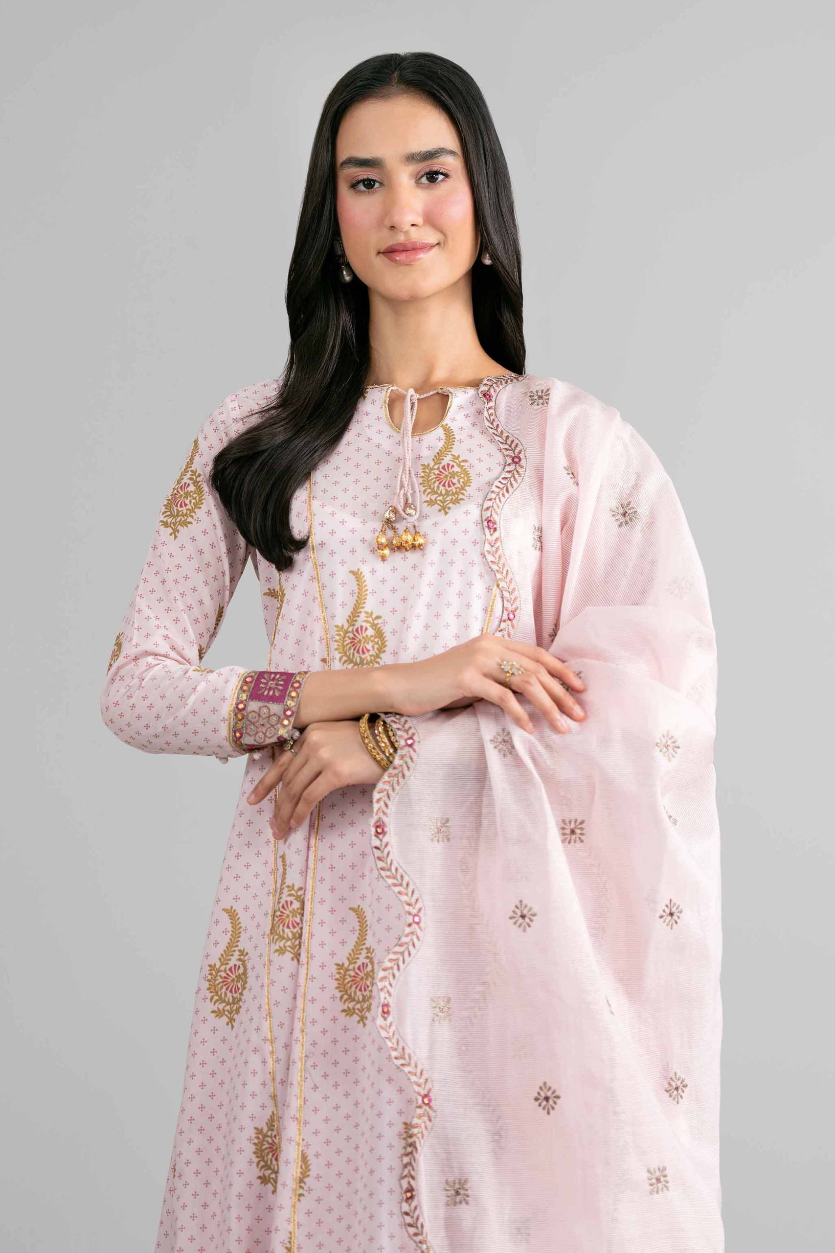 3 Piece - Printed Embroidered Suit - PMD26-44 M - M